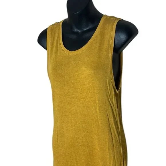 Outerknown Neptune tank dress hemp blend goldenrod side slits maxi large - Picture 4 of 9